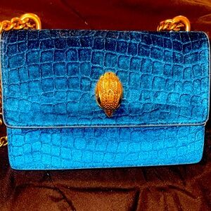 Kurt Geiger Croc Embossed Mini Velvet Kensington Bag